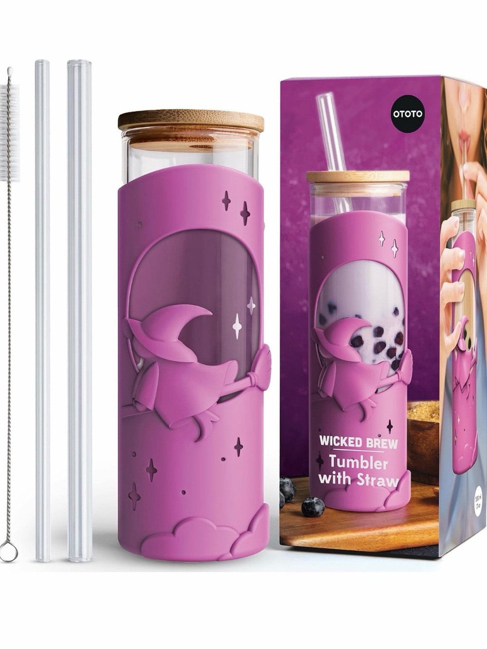 Halloween Wicked Witchy Brew Pink Tumbler with Straw